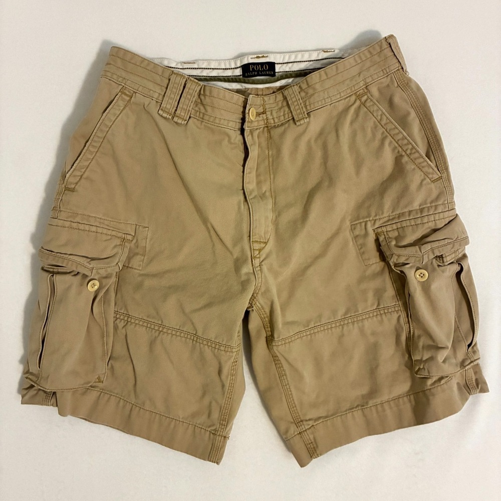 Polo Ralph Lauren Cargo Chino Shorts Men Size 35 10" Inseam Baggy Skater Y2K